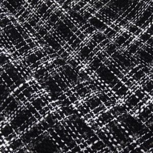 Tecido Alfaiataria Tweed Com Lã, Cor Preta Detalhes em Branco e Cinza 