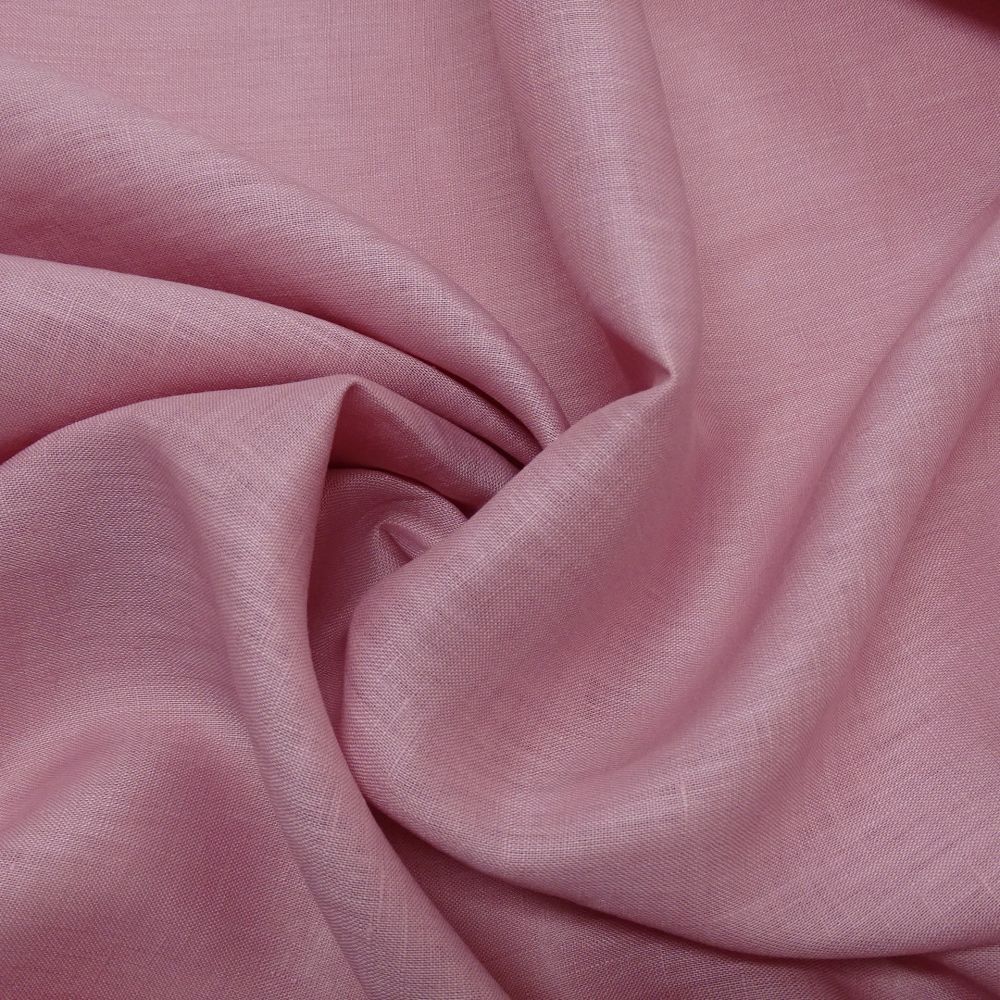 Tecido Cambraia de Linho Puro Premium, Cor Rosê Intenso, Pantone: 15-1912TCX Sea Pink 