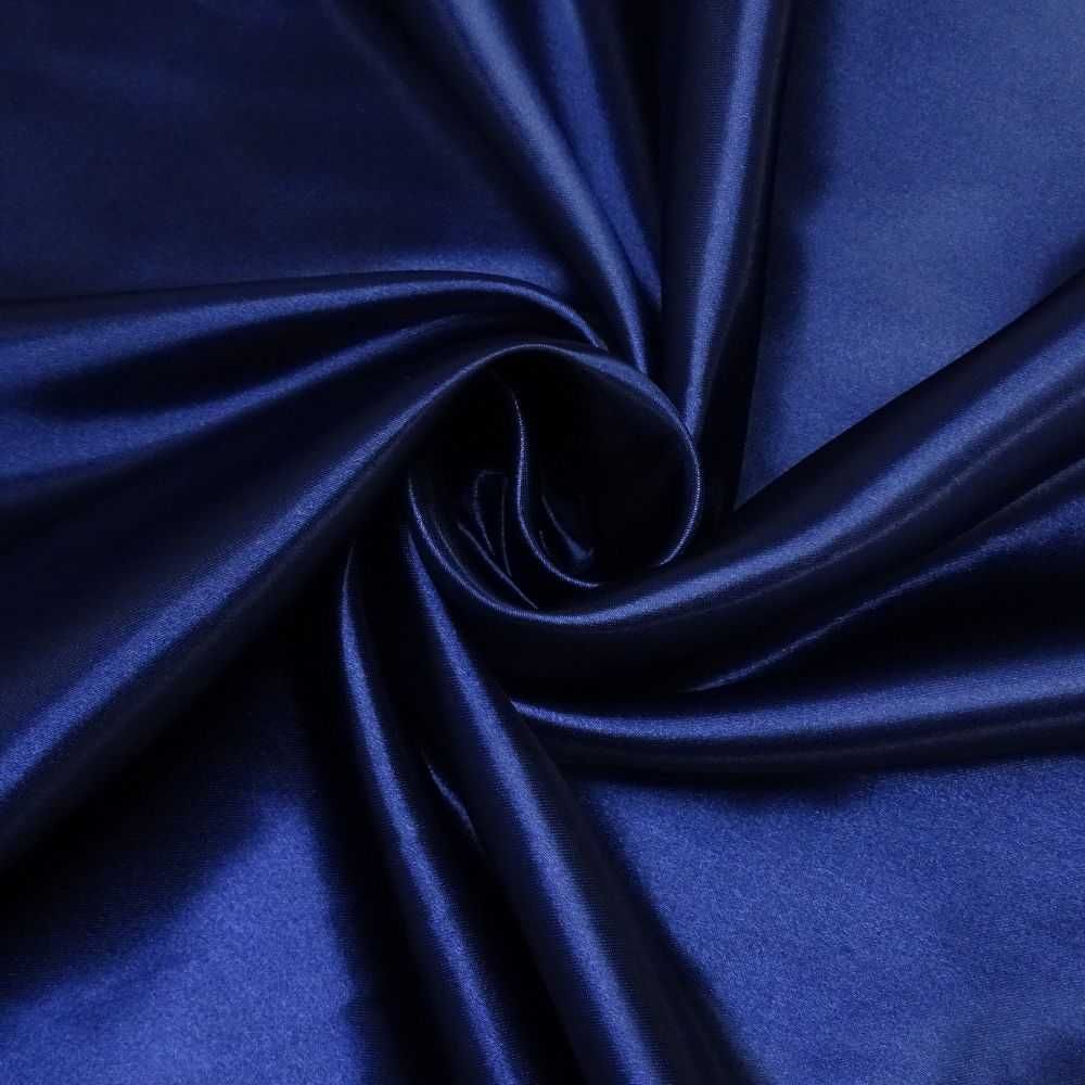 Tecido Cetim Premium Charmousse Liso Cor Azul Marinho Noite , Pantone: 19-3933TCX Medieval Blue   