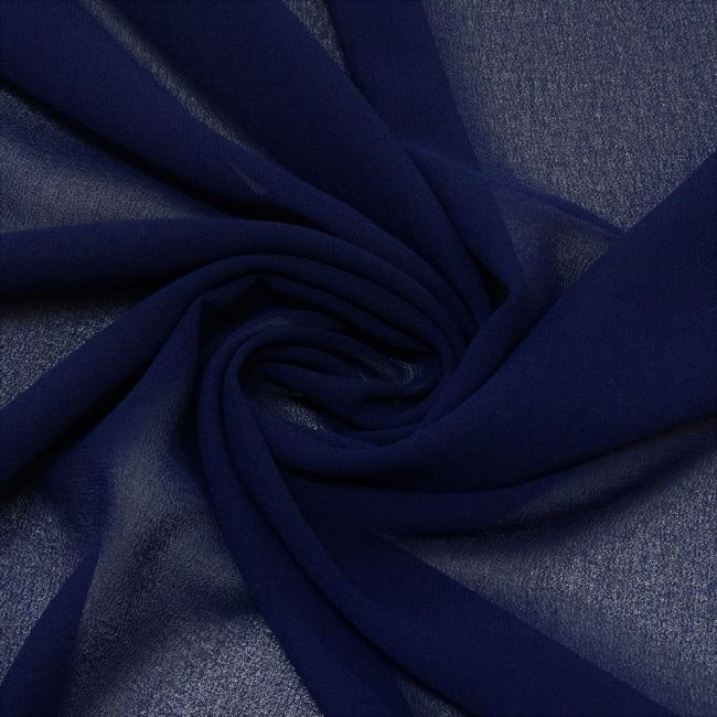 Tecido Crepe Georgete Premium Toque Seda , Cor Azul Marinho Escuro, Pantone: 19-3933 TCX Medieval Blue 