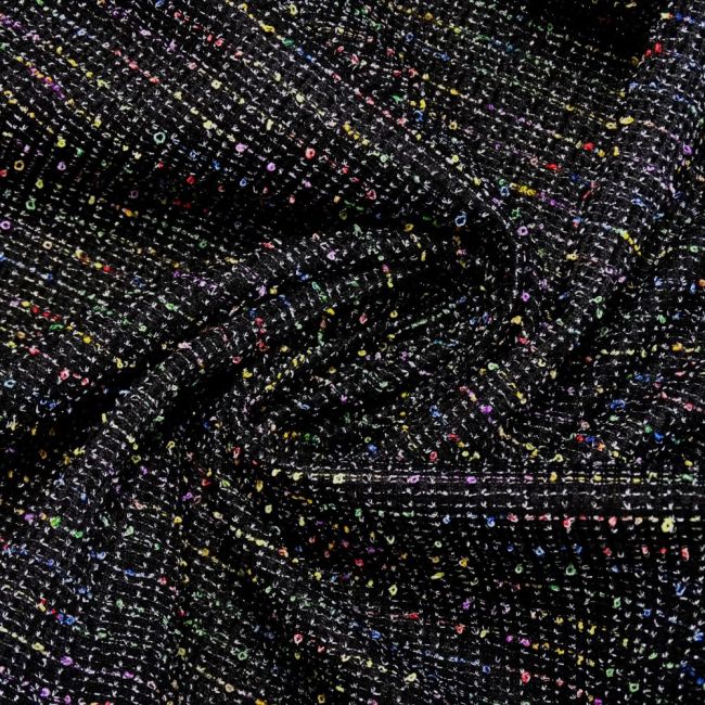 Tecido Tweed De Malha Spandex Lãnzinha Lurex Com Fios Coloridos 