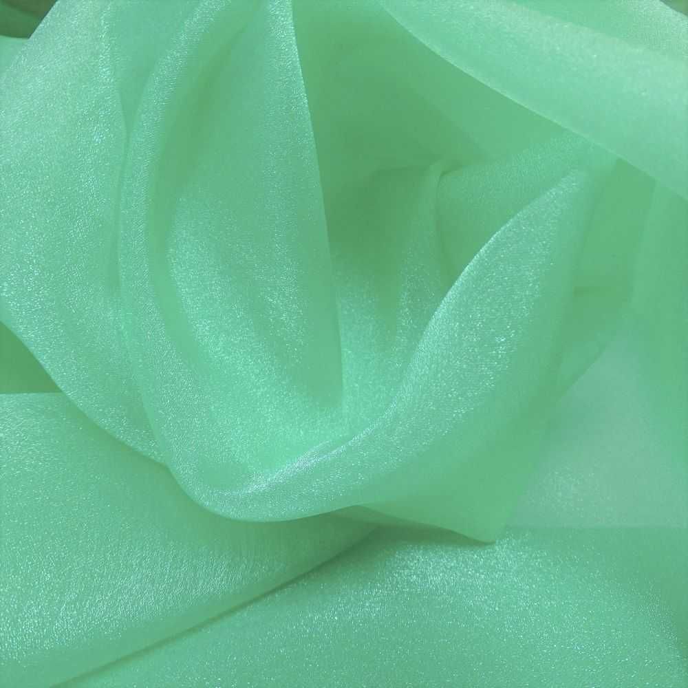 Tecido Organza Premium Poliamida Verde com cor Verde Brisa 