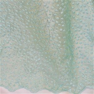 Tecido Renda Tule Bordado Em Floral Liberty Cor Verde Tiffany, Pantone: 13-5412TCX Beach Glass 