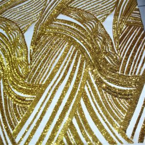 Tecido Renda Tule Bordado Em Paete Lady Premium Cor Dourada 