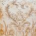 Tecido Renda Tule Desenhos em Glitter Cor Pêssego, Pantone: 14-1220TCX Peach Nougat 