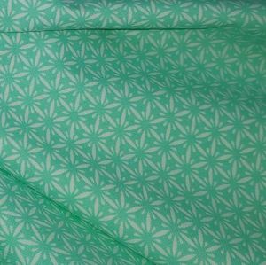 Tecido Tricoline PatchWork Geométrico Estrelas Brancas fundo Cor Verde Àgua 