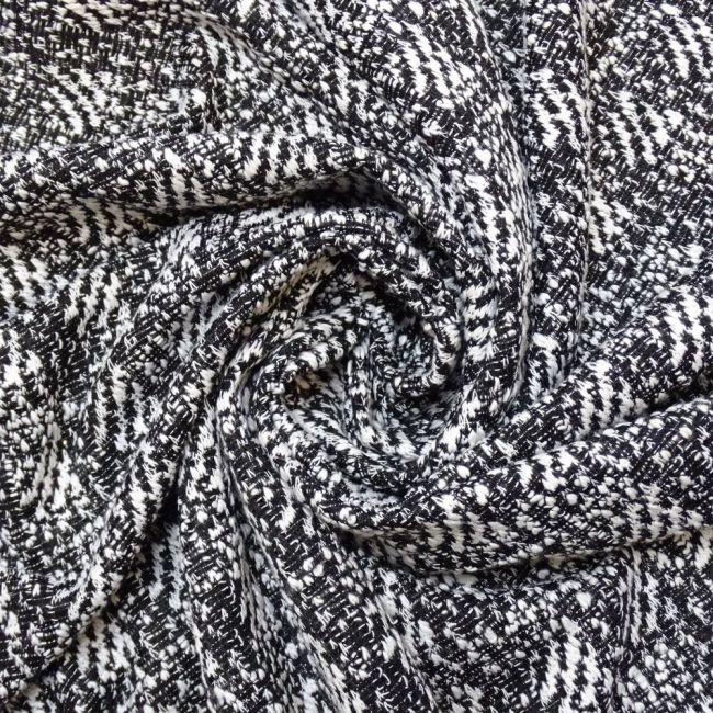 Tecido Tweed De Malha Spandex Lãnzinha Lurex Cores Branco e Preto 